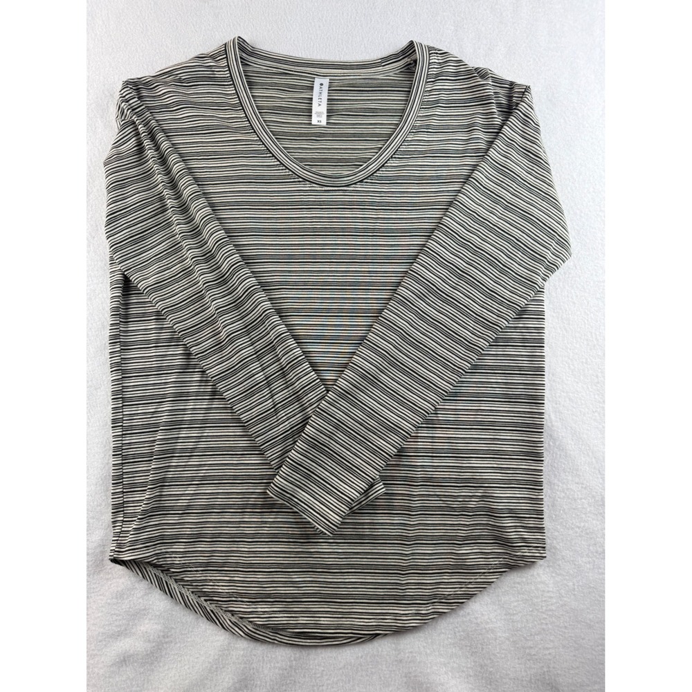 Athleta Striped Long Sleeve Top XS V Neck Casual Everyday